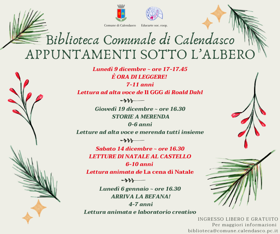 Appuntamenti sotto l'albero - Biblioteca comunale di Calendasco 